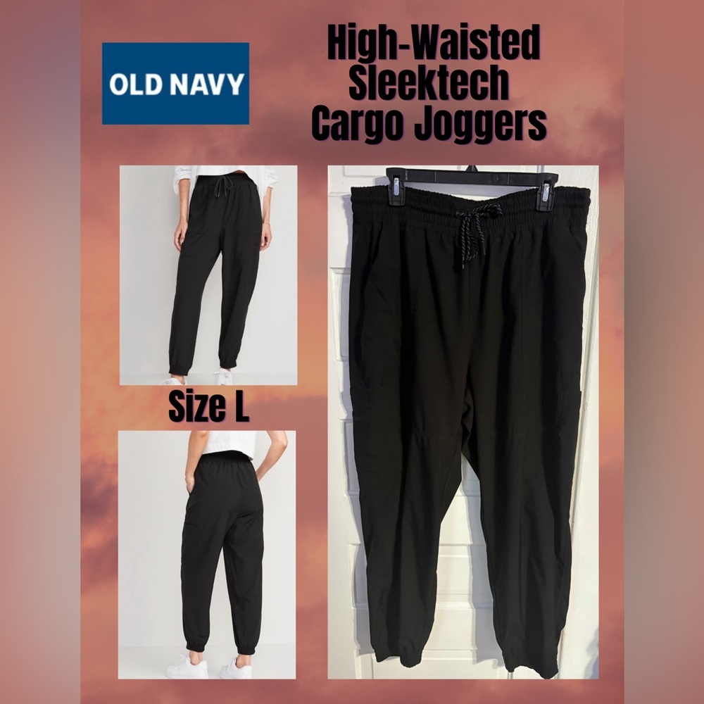 Old Navy High-Waisted SleekTech Cargo Joggers in Black